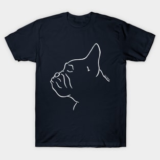 French bulldog silhouette outline white T-Shirt